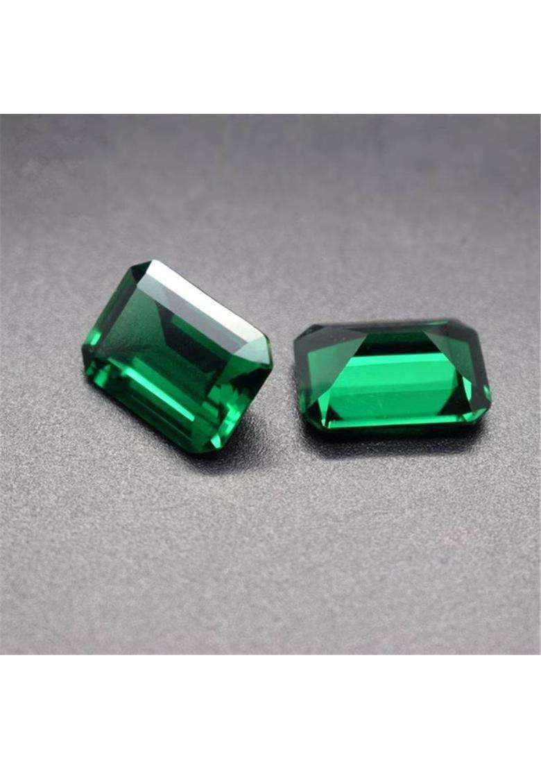 REAL GEMS Natural Green square Shape 10x12mm 5.2-Carat Dark Green Loose Gemstone Emerald Stone - Indya