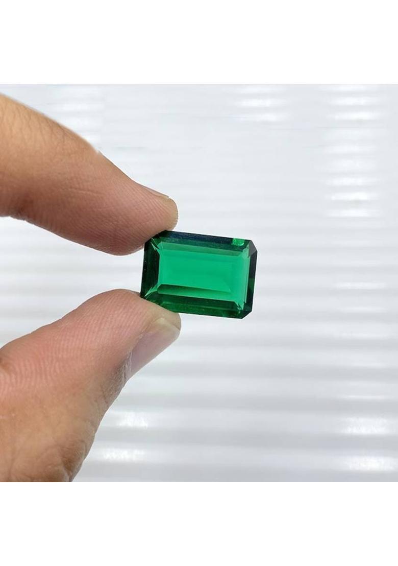 REAL GEMS Natural Green square Shape 10x12mm 5.2-Carat Dark Green Loose Gemstone Emerald Stone - Indya