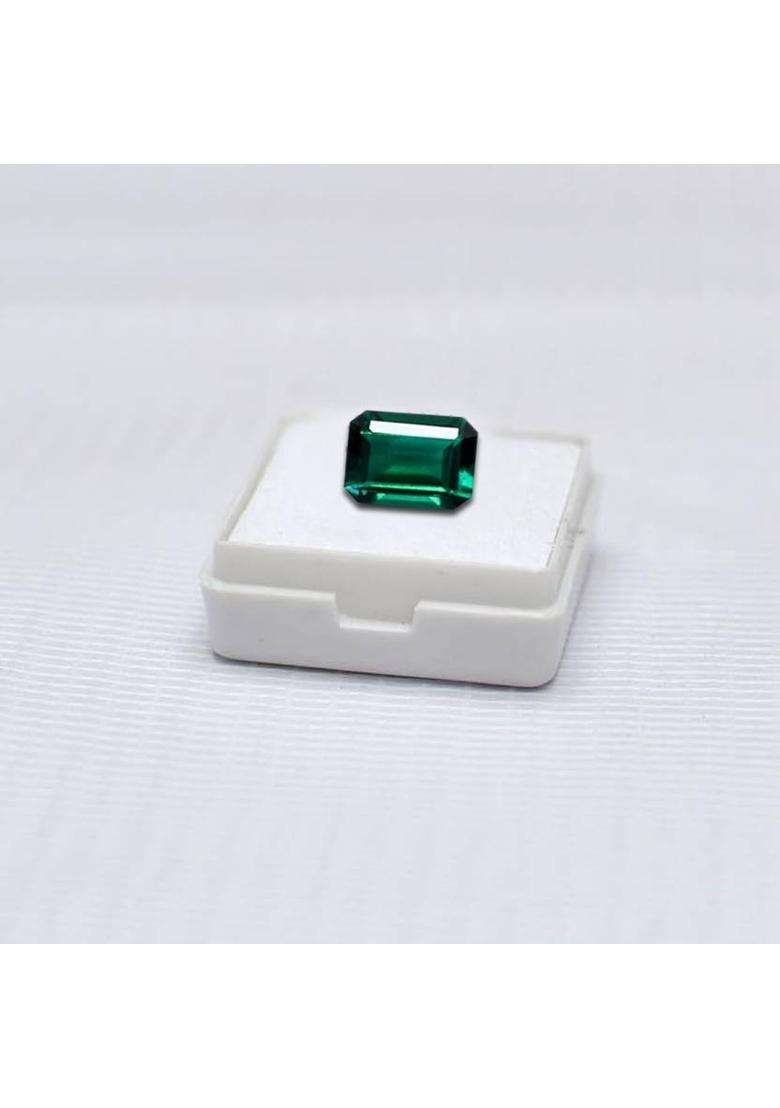 REAL GEMS Natural Green square Shape 10x12mm 5.2-Carat Dark Green Loose Gemstone Emerald Stone - Indya