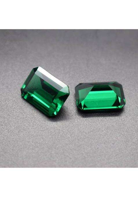 REAL GEMS Natural Green square Shape 10x12mm 5.2-Carat Dark Green Loose Gemstone Emerald Stone