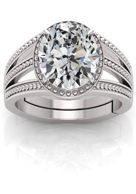 9.25 Ratti Zircon Stone Certified Gemstone Adjustable Ring With Men and Women Crystal Zircon Silver Plated Ring