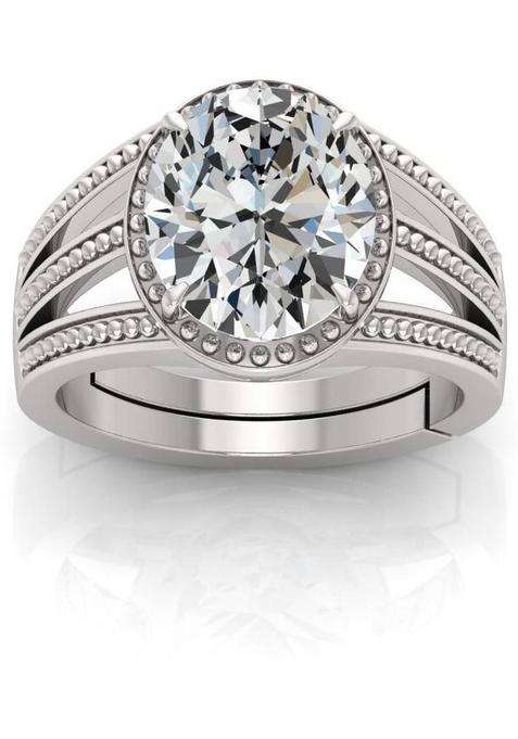 9.25 Ratti Zircon Stone Certified Gemstone Adjustable Ring With Men and Women Crystal Zircon Silver Plated Ring