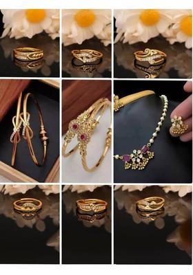 Brass Diamond Gold-plated Bangle  (Pack of 9)