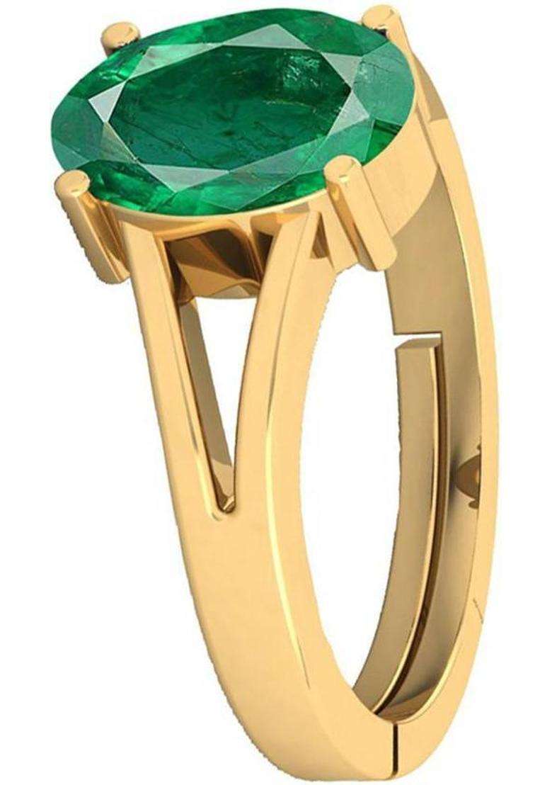 10.25 Ratti Emerald Panna Stone Adjustable Ring Stone Ring - Indya