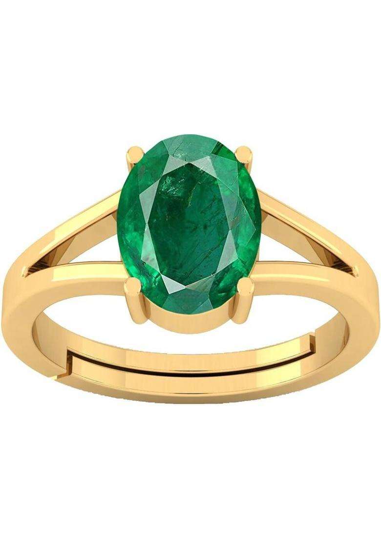 10.25 Ratti Emerald Panna Stone Adjustable Ring Stone Ring - Indya