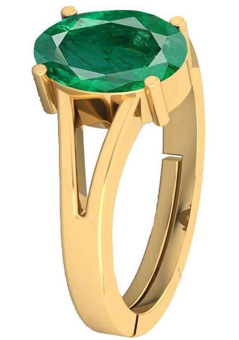 10.25 Ratti Emerald Panna Stone Adjustable Ring Stone Ring - Indya