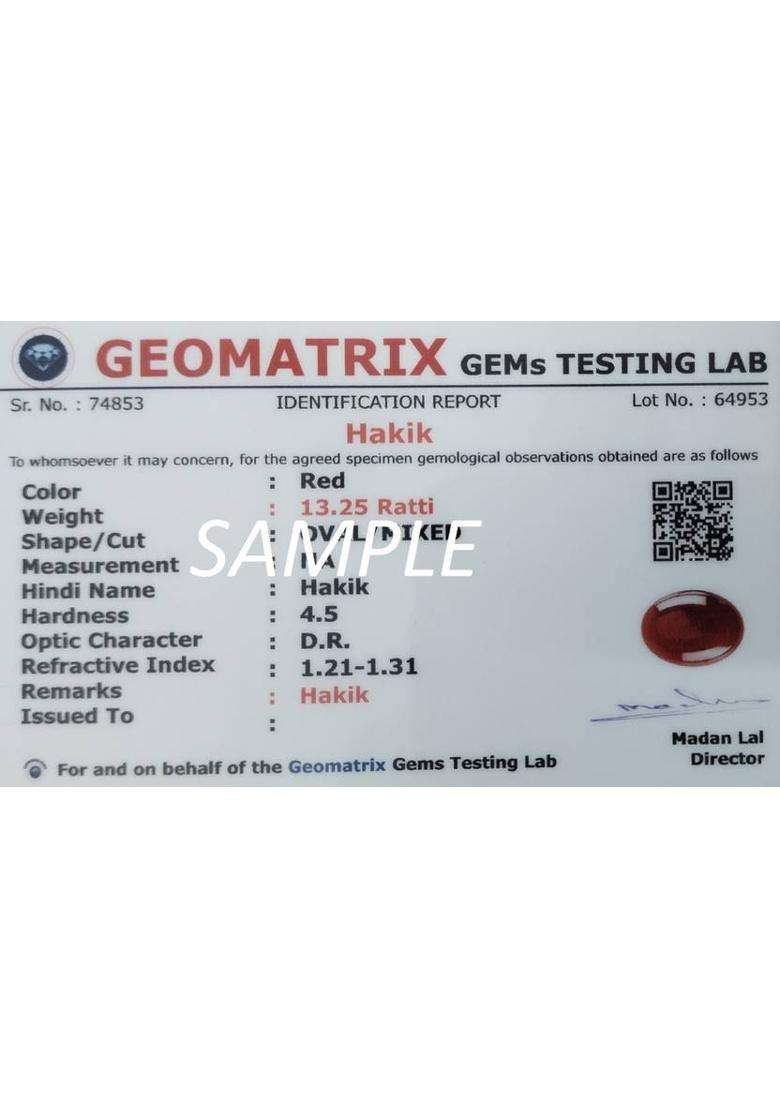 DAMBIWAL 5.25 Ratti Rrd Hakik Real Stone/Akik Stone/Certified Natural Gemstone Agate Stone - Indya