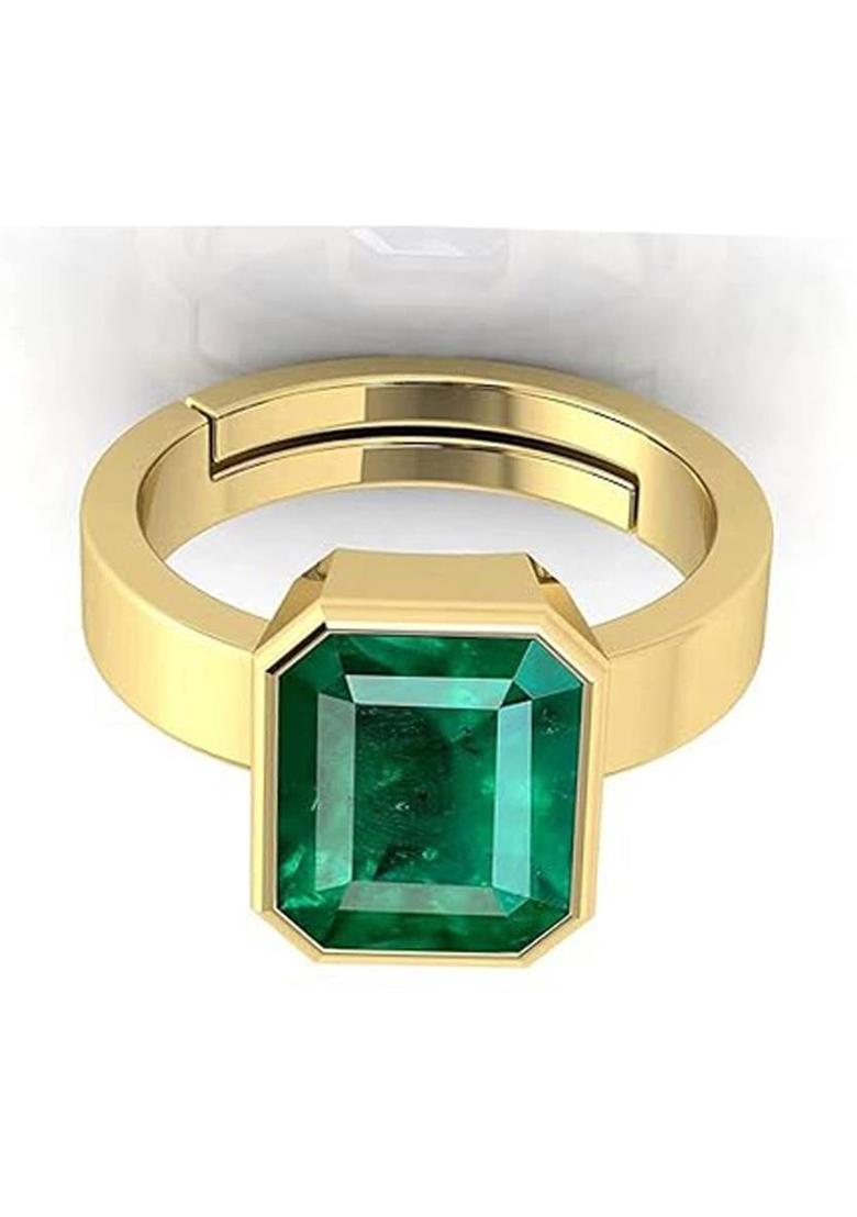 10.25 Ratti Created Panna Gemstone Emerald Ring for Men and Women Brass Emerald Ring - Indya