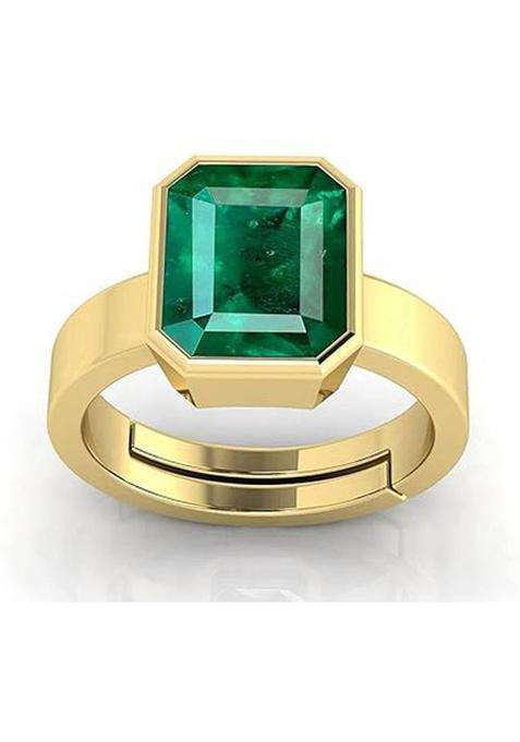 10.25 Ratti Created Panna Gemstone Emerald Ring for Men and Women Brass Emerald Ring