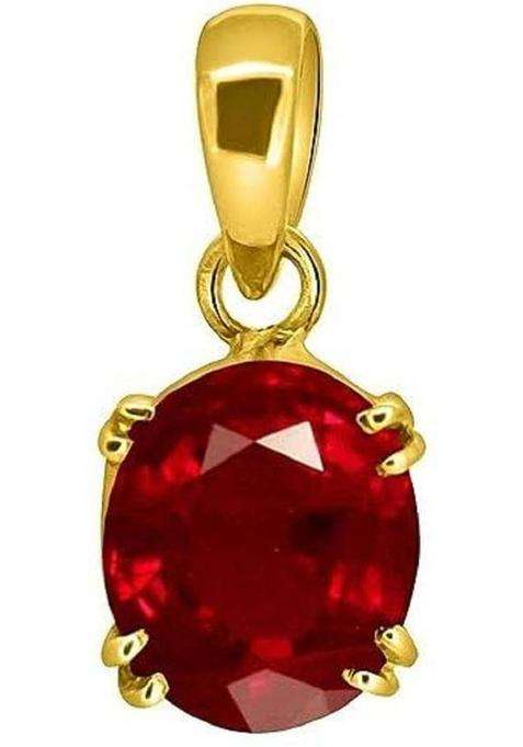 barmunda gems 7.25 Ratti Created Ruby Panchdhatu Gold Plated Pendant Locket for Men and Women Ruby Metal