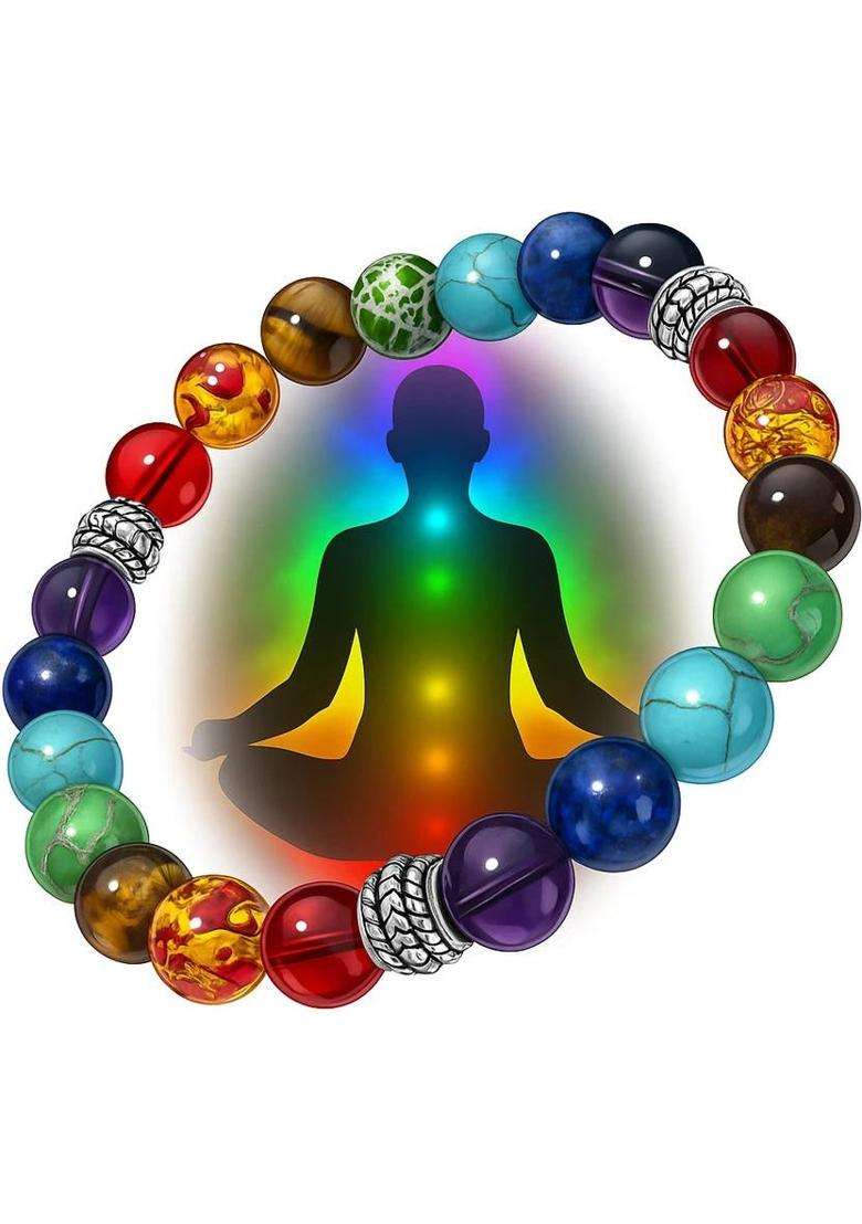 Crystal, 7 Chakra Beads, Agate, Crystal, Jade, Quartz Bracelet - Indya