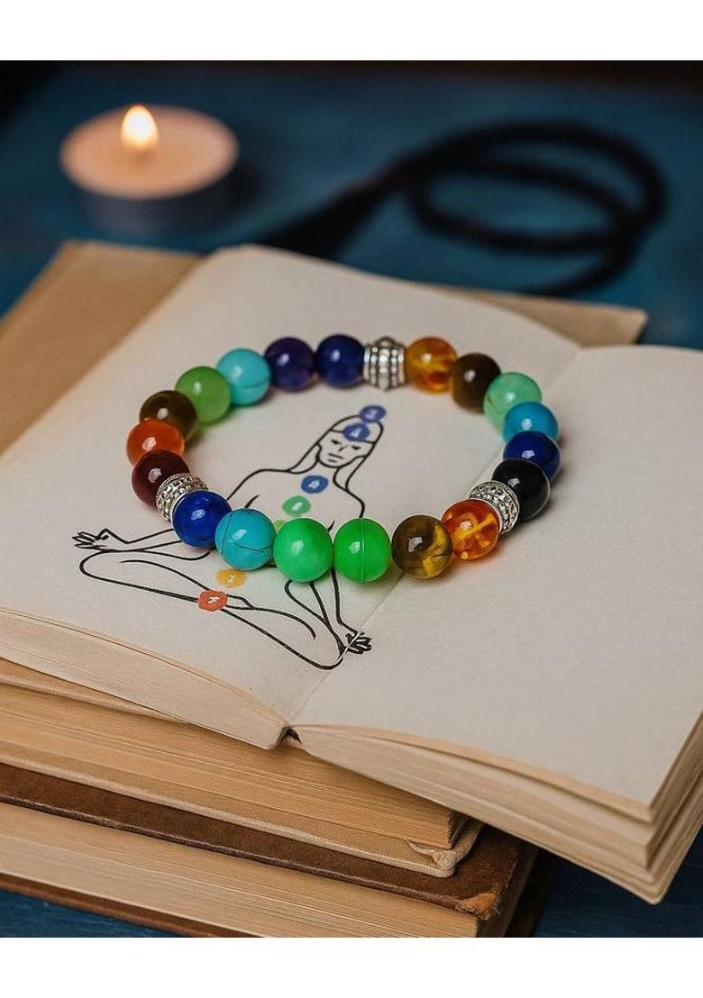 Crystal, 7 Chakra Beads, Agate, Crystal, Jade, Quartz Bracelet - Indya
