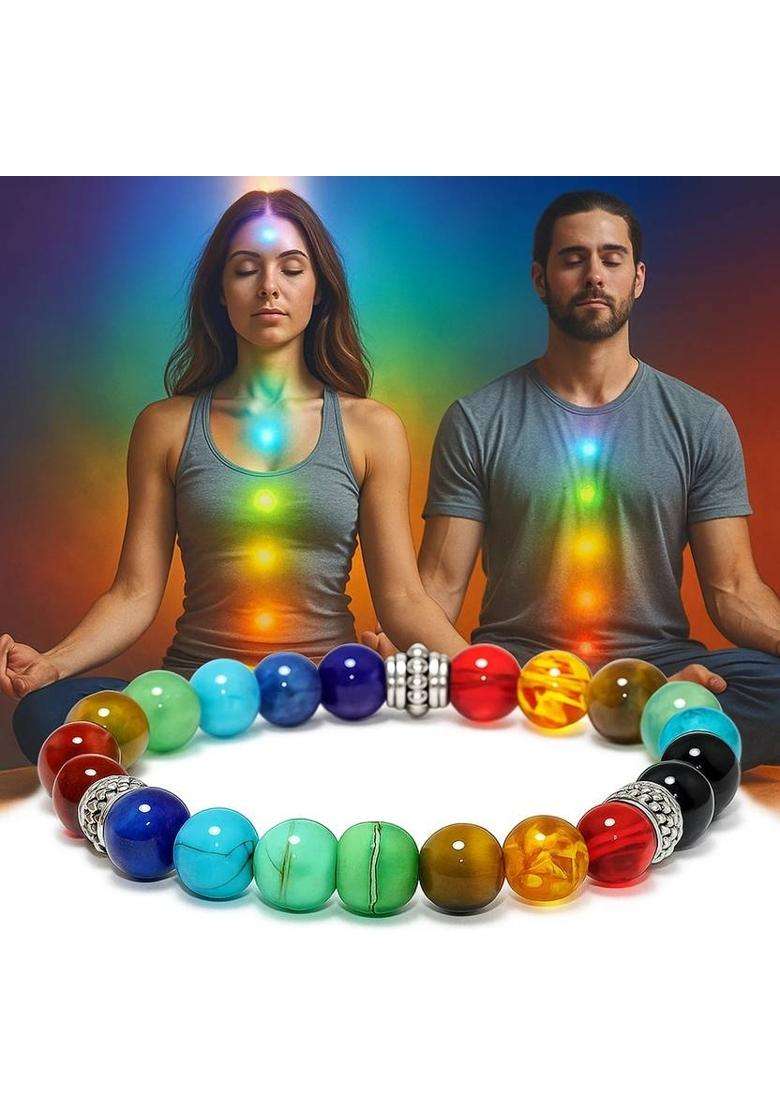 Crystal, 7 Chakra Beads, Agate, Crystal, Jade, Quartz Bracelet - Indya