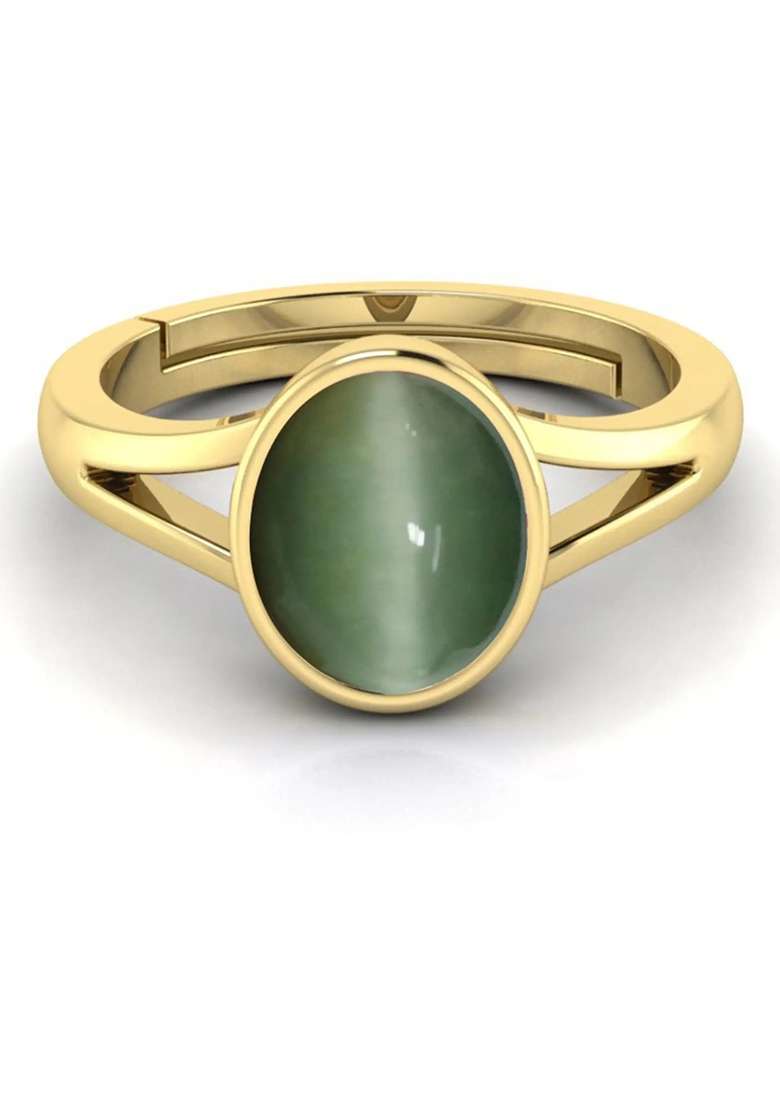 14.25 Ratti Natural Lehsuniya Cats Eye Gemstone Brass Cat