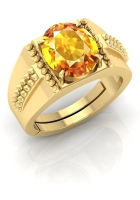 3.25 Ratti To 21.25 Ratti Pukhraj Stone Gold Plated Ring With Lab Certificate Brass Sapphire Gold Plated Ring