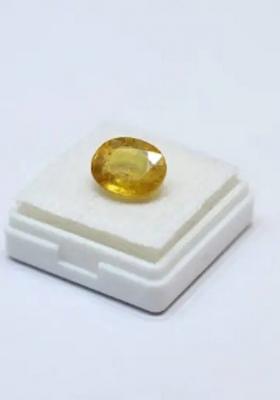 Gopalgems Yellow Sapphire Pukhraj 4.5 RATTI Certified Energized Loose Gemstone Enamel Stone