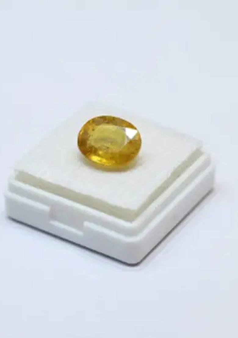 Gopalgems Yellow Sapphire Pukhraj 4.5 RATTI Certified Energized Loose Gemstone Enamel Stone - Indya
