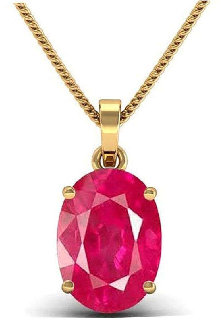 MARATNA Ruby/manik Pendant 7.25 Ratti Certified Rashi Ratan Pendant for Men & Women Ruby Brass - Indya