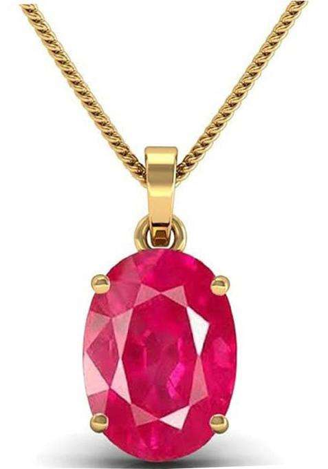 MARATNA Ruby/manik Pendant 7.25 Ratti Certified Rashi Ratan Pendant for Men & Women Ruby Brass