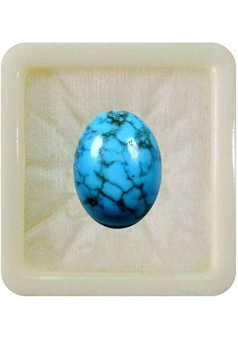 55Carat Natural Line Turquoise Loose Stone 6.25 Ratti 5.68 Carat Firoza Oval Shape Turquoise Stone - Indya