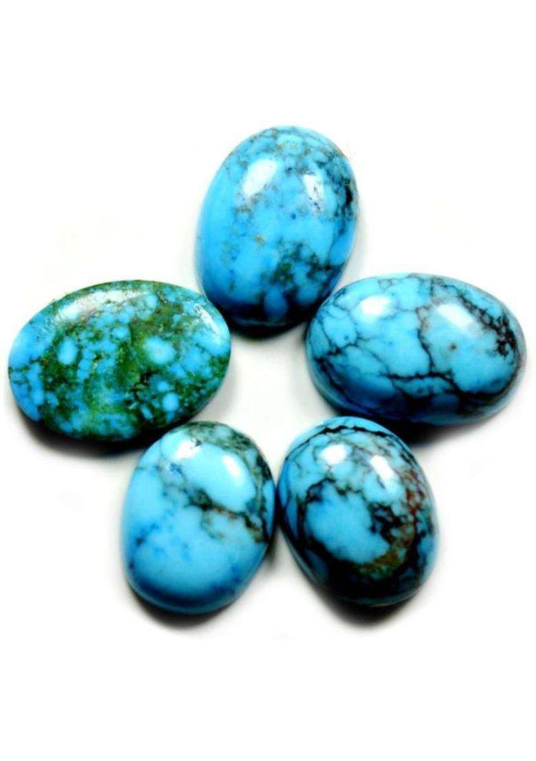 55Carat Natural Line Turquoise Loose Stone 6.25 Ratti 5.68 Carat Firoza Oval Shape Turquoise Stone - Indya