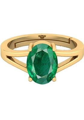 7.25 Ratti Green Emerald Panna Ring Panchdhatu With Lab Certified Adjustable Stone, Brass Emerald Ring