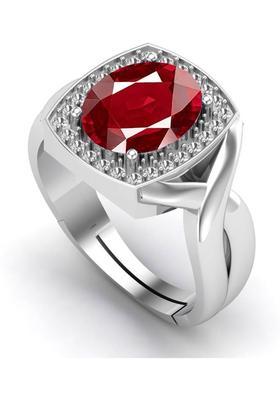 11.25 Ratti 10.00 CrtNatural Ruby Manik Gemstone Stone Ring With Lab Certificate Brass Ruby Silver Plated Ring