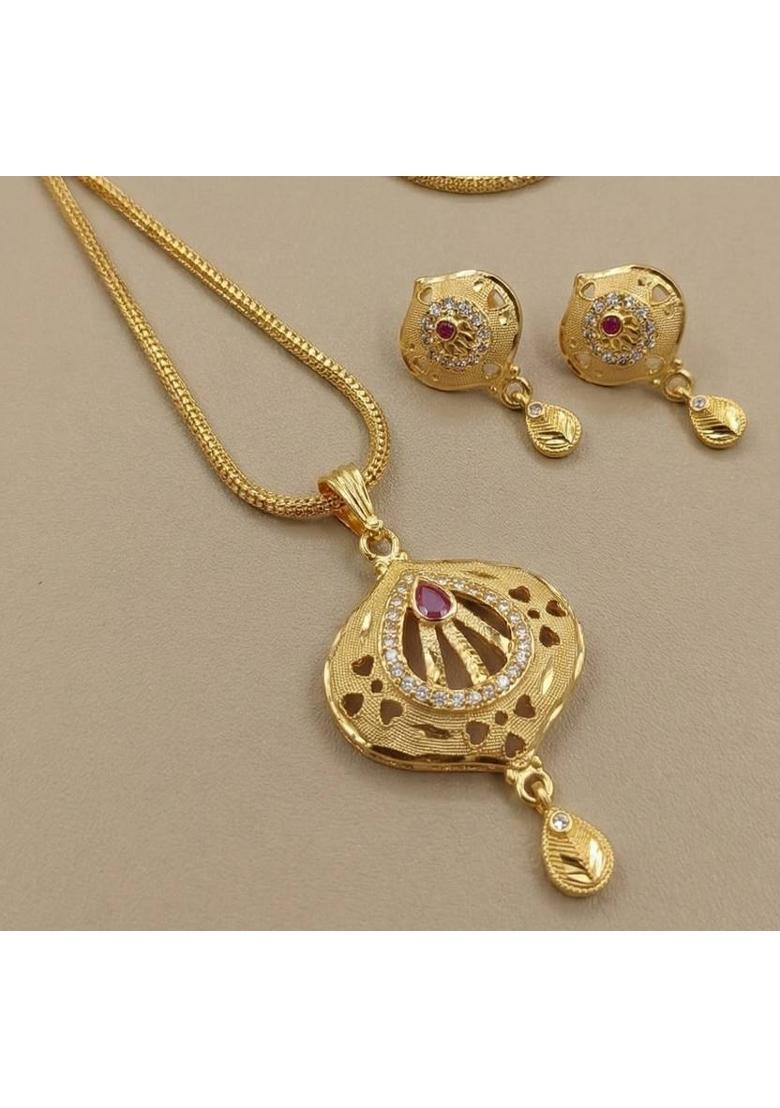 Brass Gold-plated Gold Jewel Set  (Pack of 1) - Indya