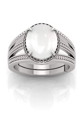 Natural 12.25 Ratti MoonStone Gemstone Adjustable Ring With Lab Certificate Brass Moonstone Silver Plated Ring