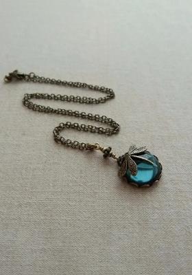 Dragonfly Pendant Necklace with Blue Gemstone jltn0662 Alloy Chain