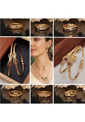 Brass Diamond Gold-plated Bangle  (Pack of 9)