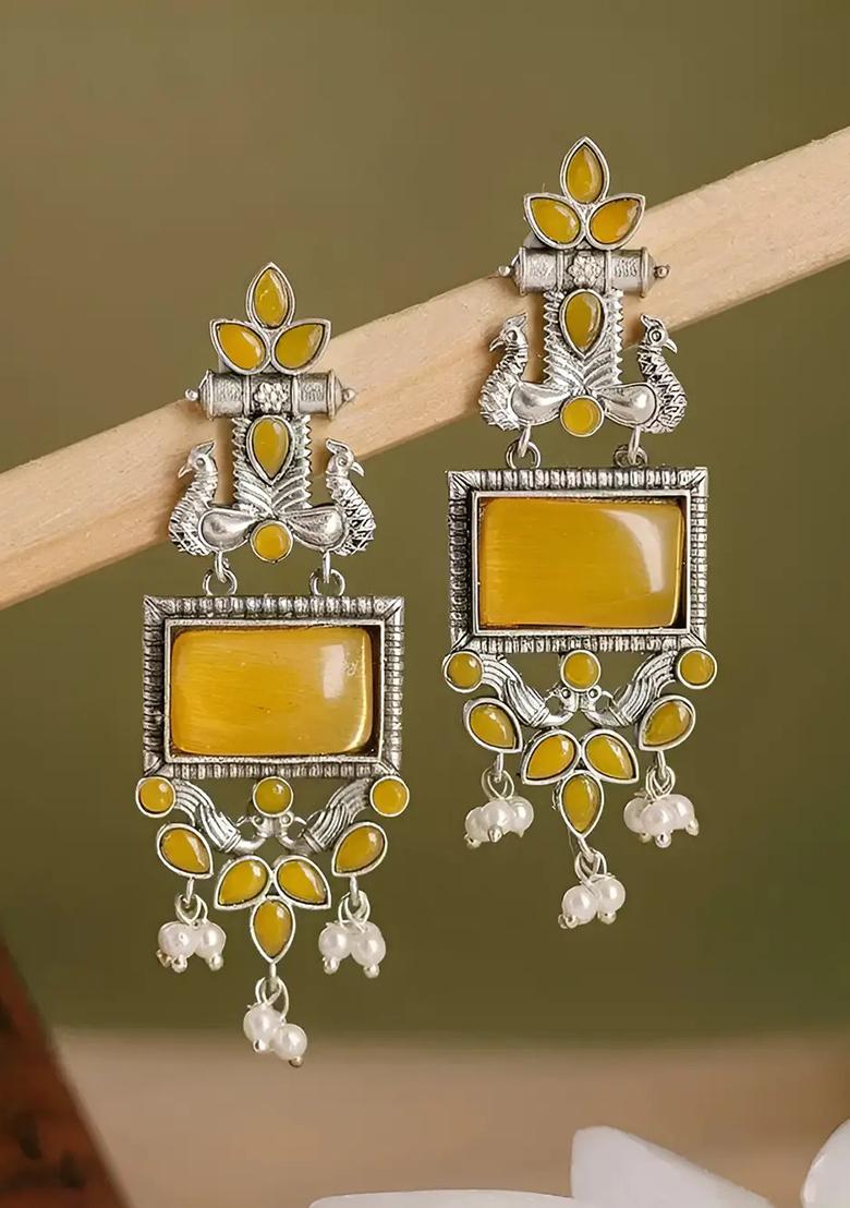 Lightweight Modern Western Premium Oxidised Trendy Earrings alloy Beads, Pearl Alloy Earring Set, Drops & Danglers, Chandbali Earring, Plug Earring - Indya