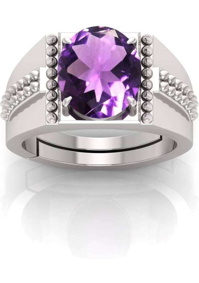 Katela Purple Gemstone Ring for Men & Women Crystal Crystal Silver Plated Ring - Indya