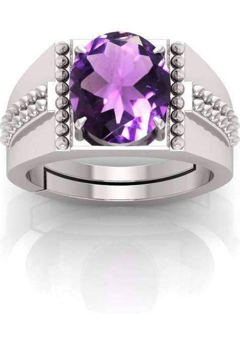 Katela Purple Gemstone Ring for Men & Women Crystal Crystal Silver Plated Ring