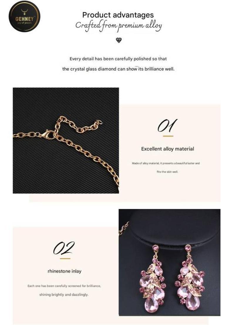 Stainless Steel Gold-plated Pink Jewel Set  (Pack of 2) - Indya