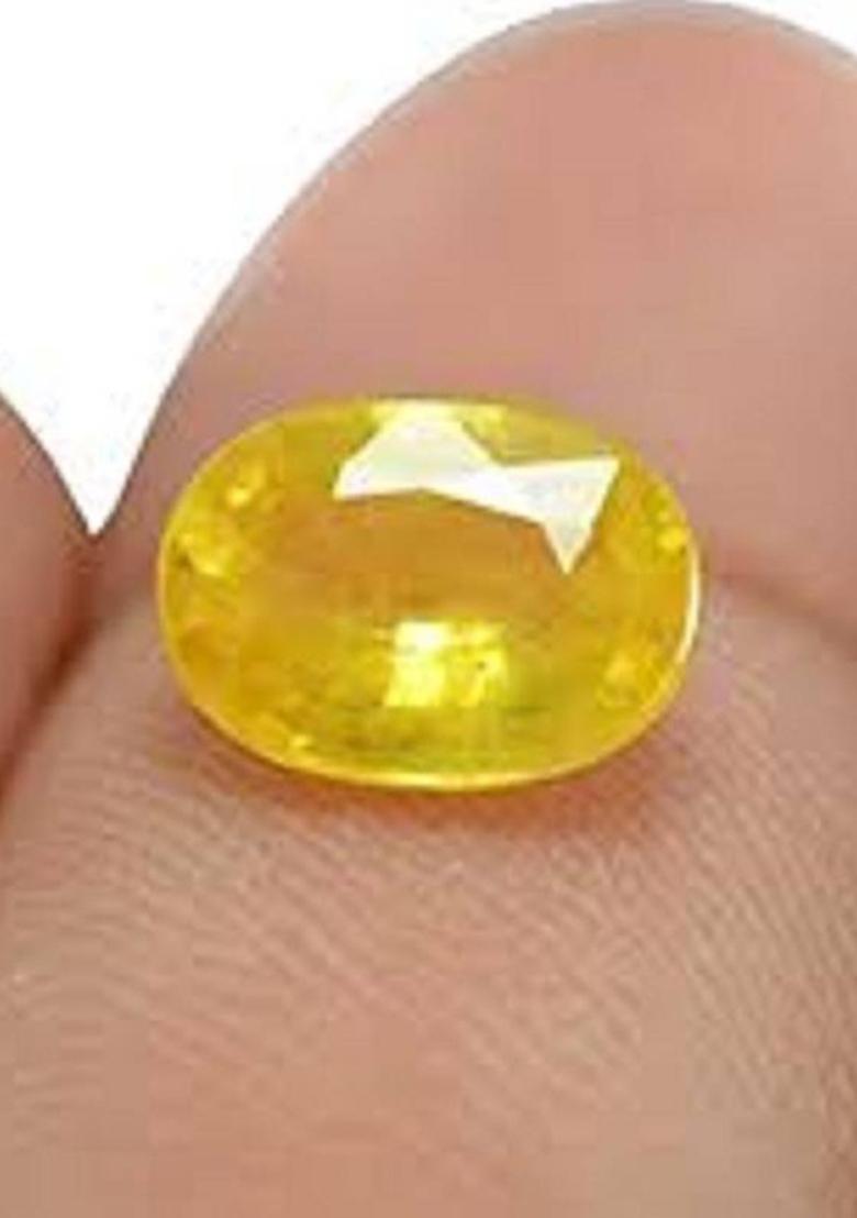 Aanya Jewels Yellow Stone Sapphire Pukhraj 5.25 Carat Ratti Certified Energized Loose Gemstone Sapphire Stone - Indya