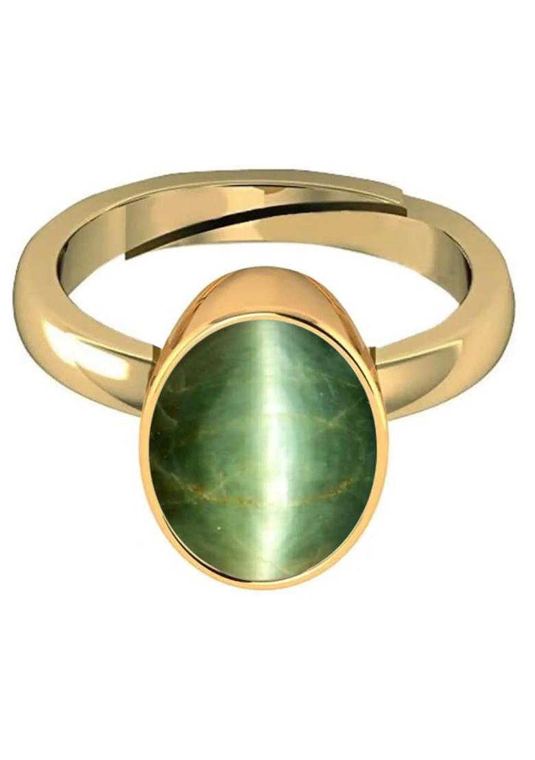 8.25 Ratti Natural Lehsuniya Cats Eye Gemstone Brass Cat