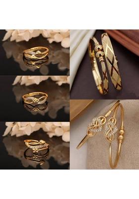 Brass Diamond Gold-plated Bangle Set  (Pack of 5)