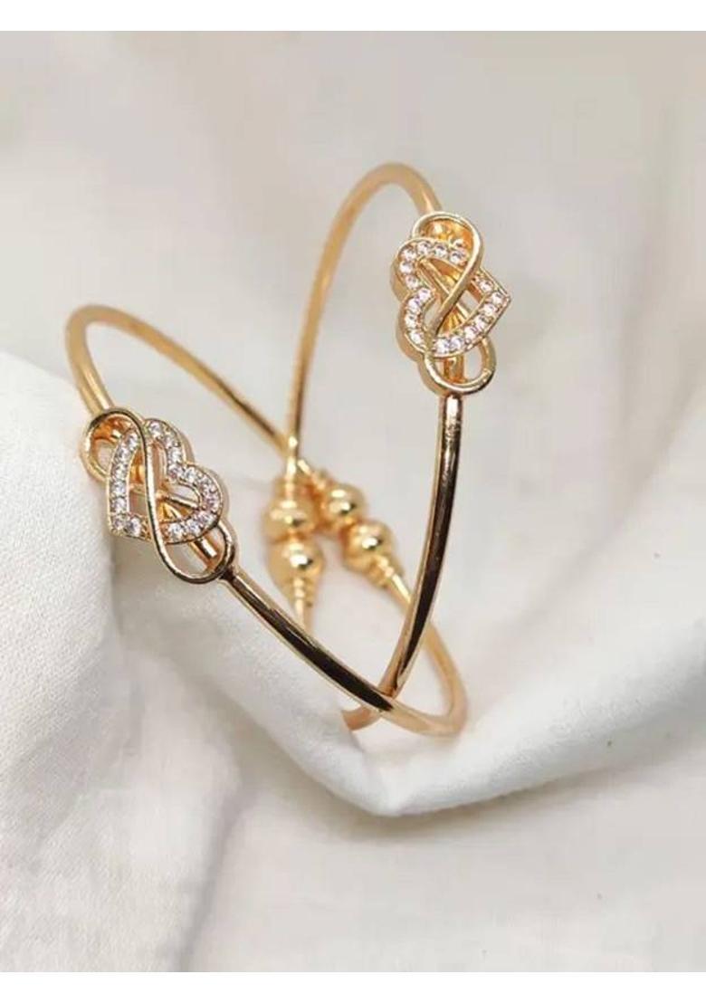 Brass Diamond Gold-plated Bangle Set  (Pack of 5) - Indya