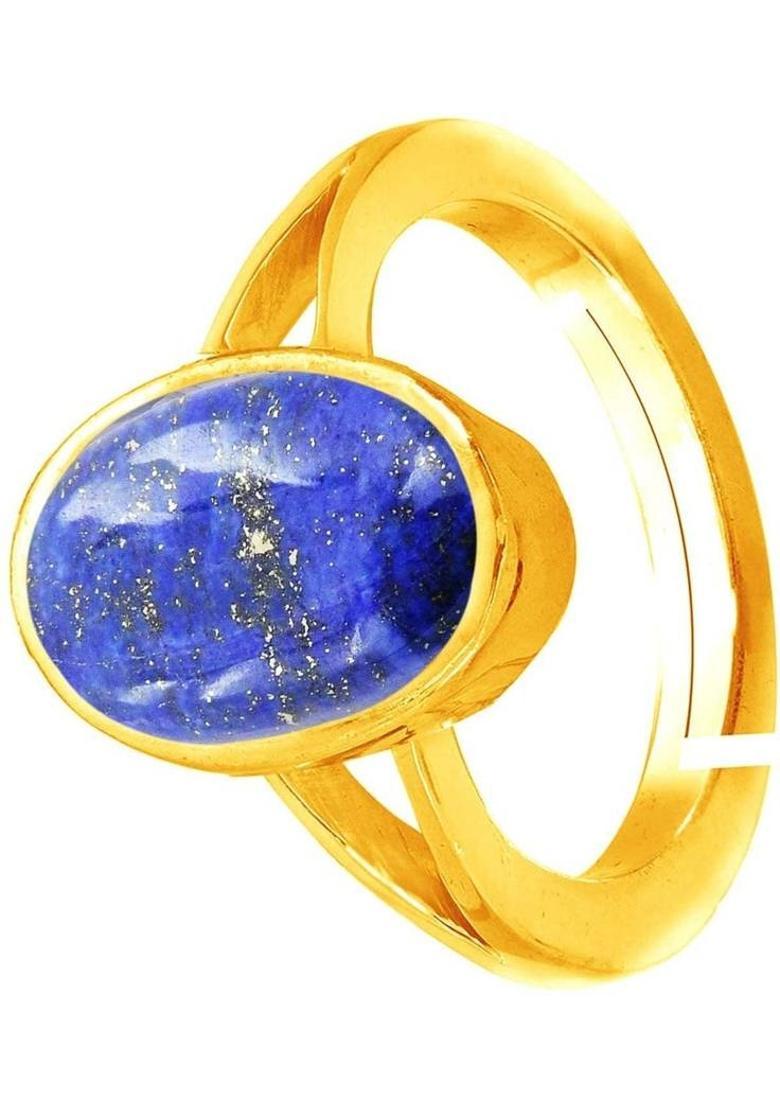 6.00 Ratti / 5.45 Carat Blue Lajward Stone Ring Brass Lapis Lazuli Gold Plated Ring - Indya