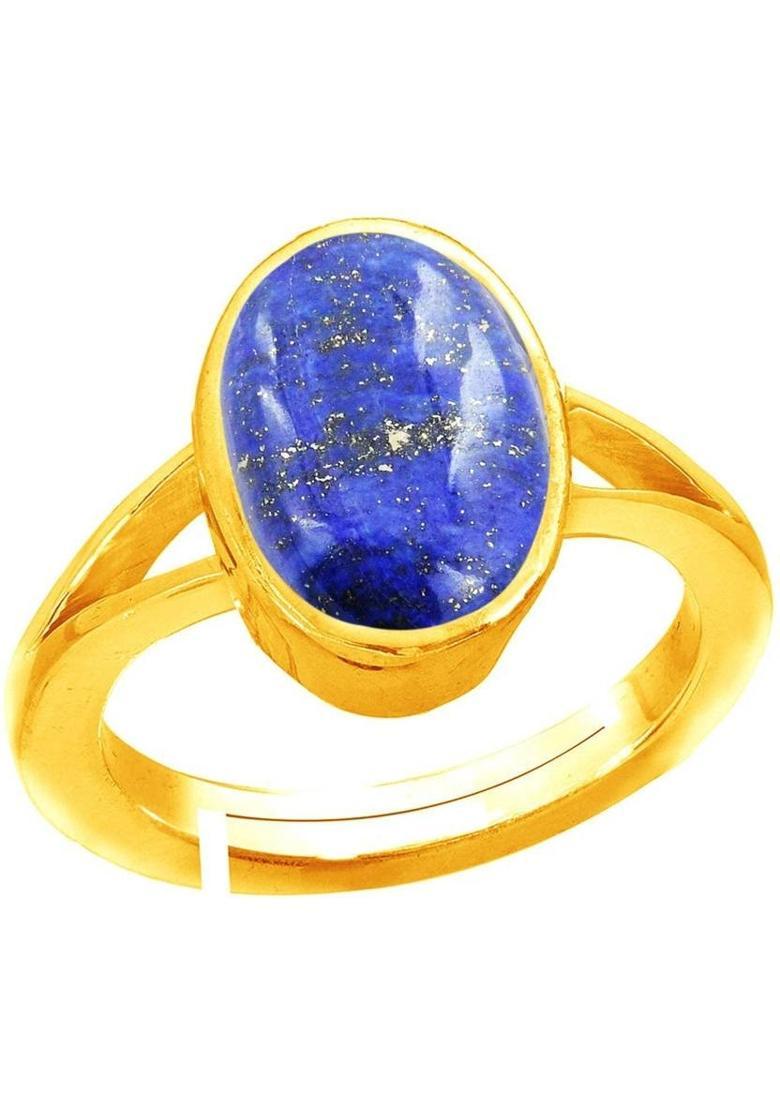 6.00 Ratti / 5.45 Carat Blue Lajward Stone Ring Brass Lapis Lazuli Gold Plated Ring - Indya