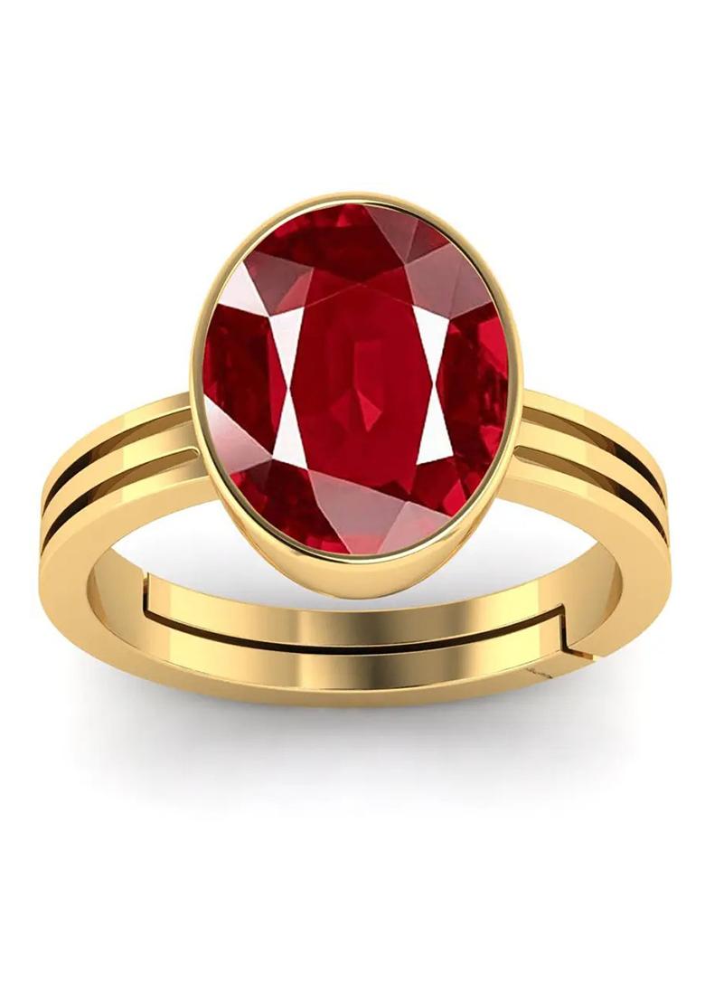 11.25 Ratti Created Ruby Manik Gemstone Adjustable Ring for Men