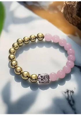 Rose Quartz, Golden Pyrite Beads, Agate, Crystal Bracelet