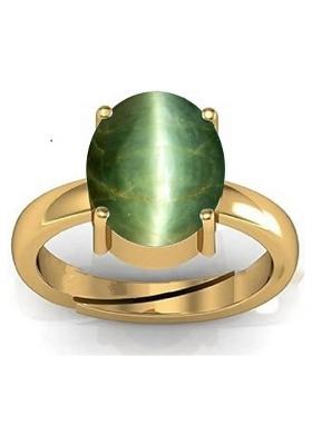 14.25 Ratti Natural Lehsuniya Cats Eye Gemstone Brass Cat