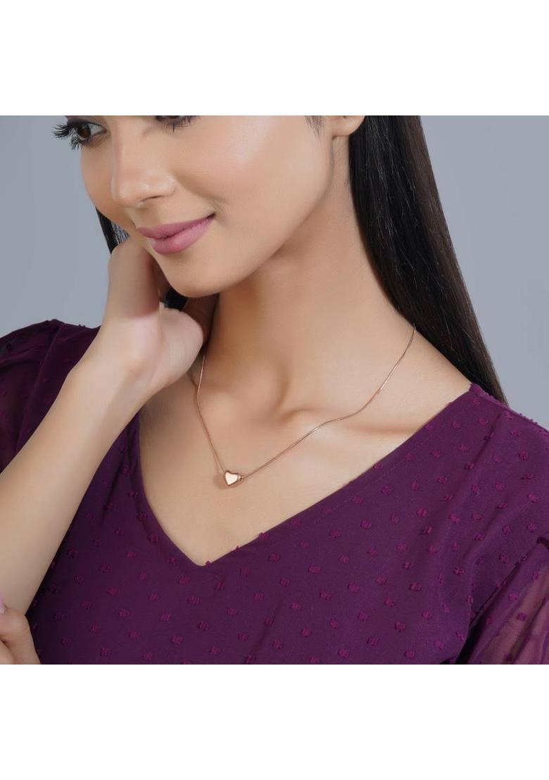 Rose Gold heart shaped pendant chain for Girls Women Gold-plated Plated Stainless Steel Chain - Indya