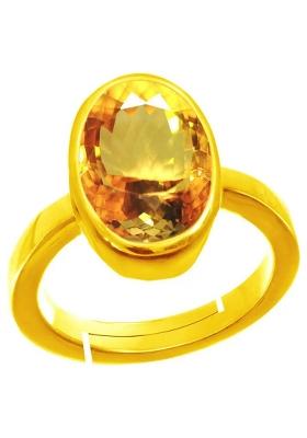 Natural Certified Pukhraj/Yellow Sapphire Panchdhatu Adjustable Rashi Ratan Astrology Purpose Ring Nickel, Zinc, Copper, Cobalt, Metal Sapphire Gold Plated Ring