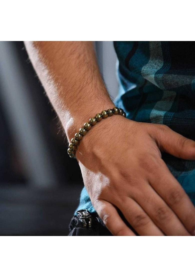 Golden Pyrite, Crystal Beads Bracelet - Indya