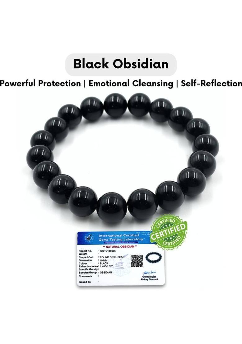 Crystal, Black Obsidian Bracelet - Indya