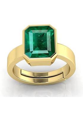 6.25 Ratti Created Panna Gemstone Emerald Ring for Men and Women Brass Emerald Ring