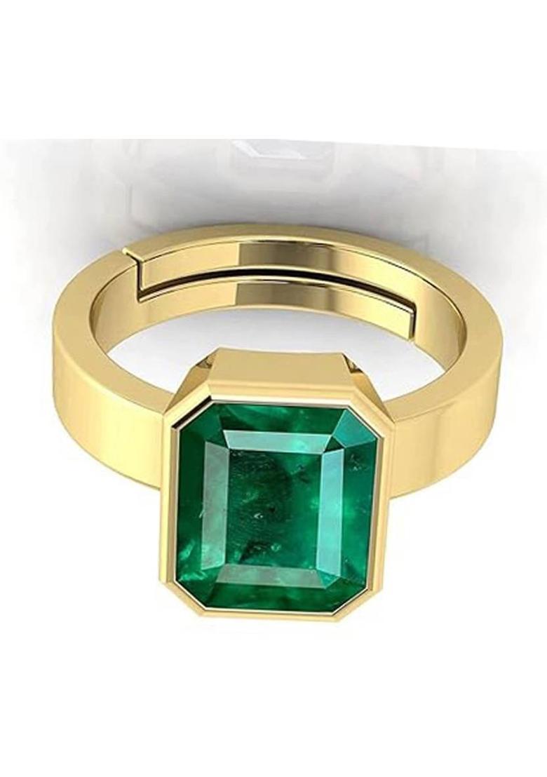 6.25 Ratti Created Panna Gemstone Emerald Ring for Men and Women Brass Emerald Ring - Indya